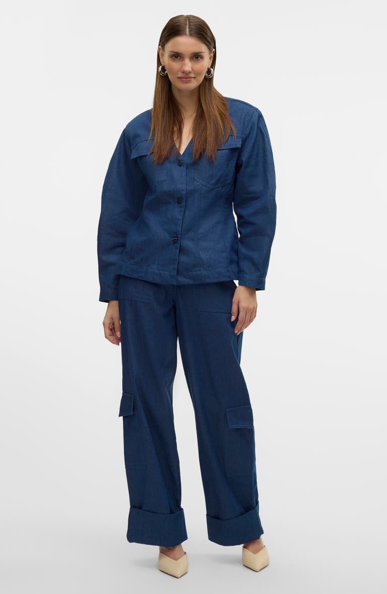 VERO MODA Carla Denim Shacket, Alternate, color, Blue Indigo