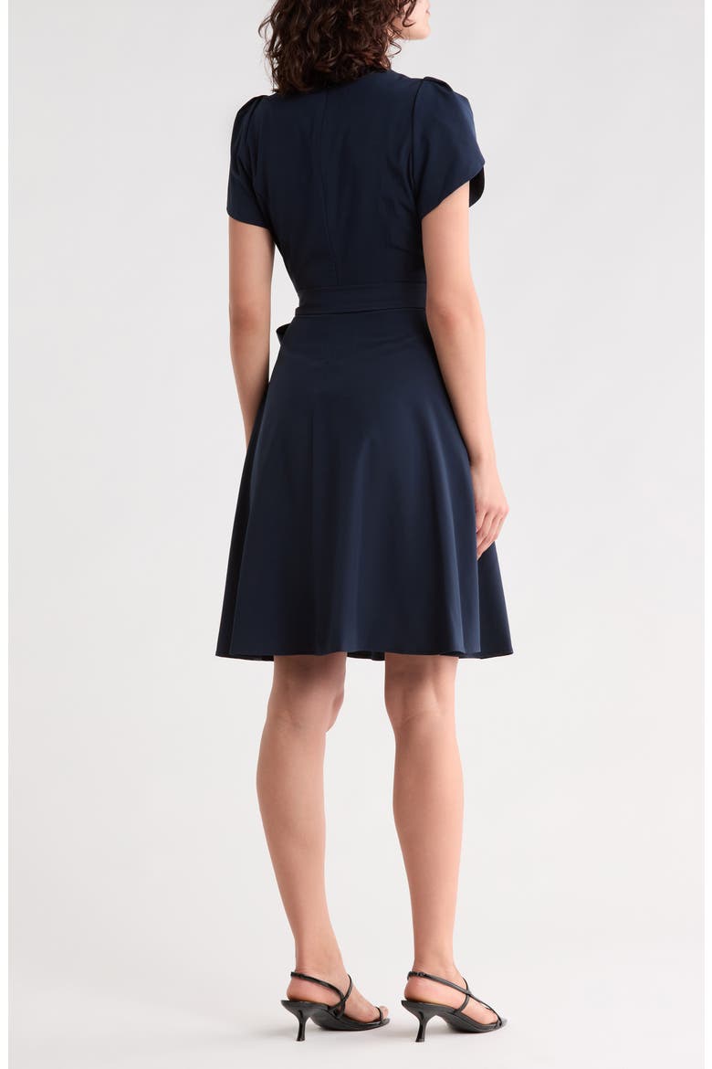 Belted Pleated A Line Dress, Alternate, color, INDIGO