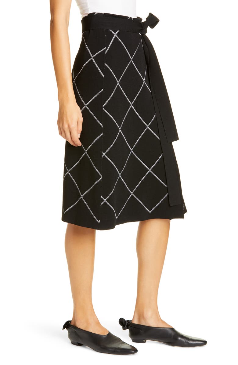 Proenza Schouler Windowpane Check Knit Wrap Skirt, Alternate, color, 