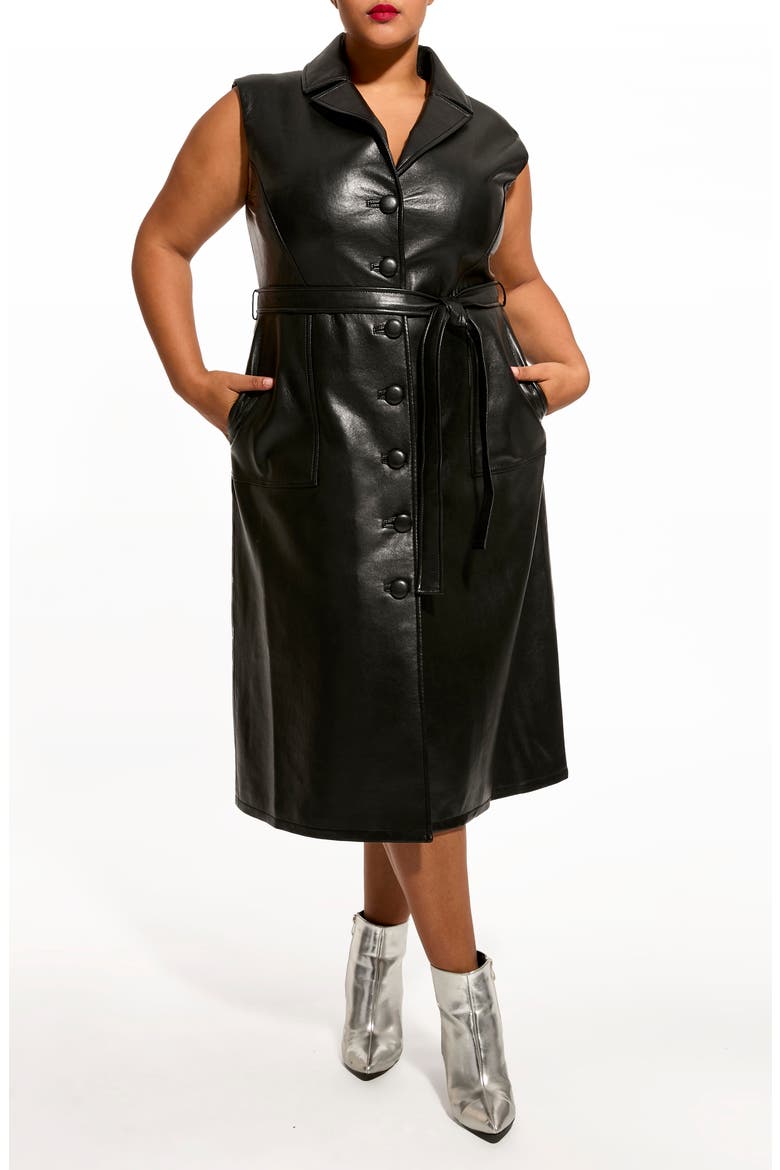 Lola Recycled Leather Dress, Alternate, color, BLACK