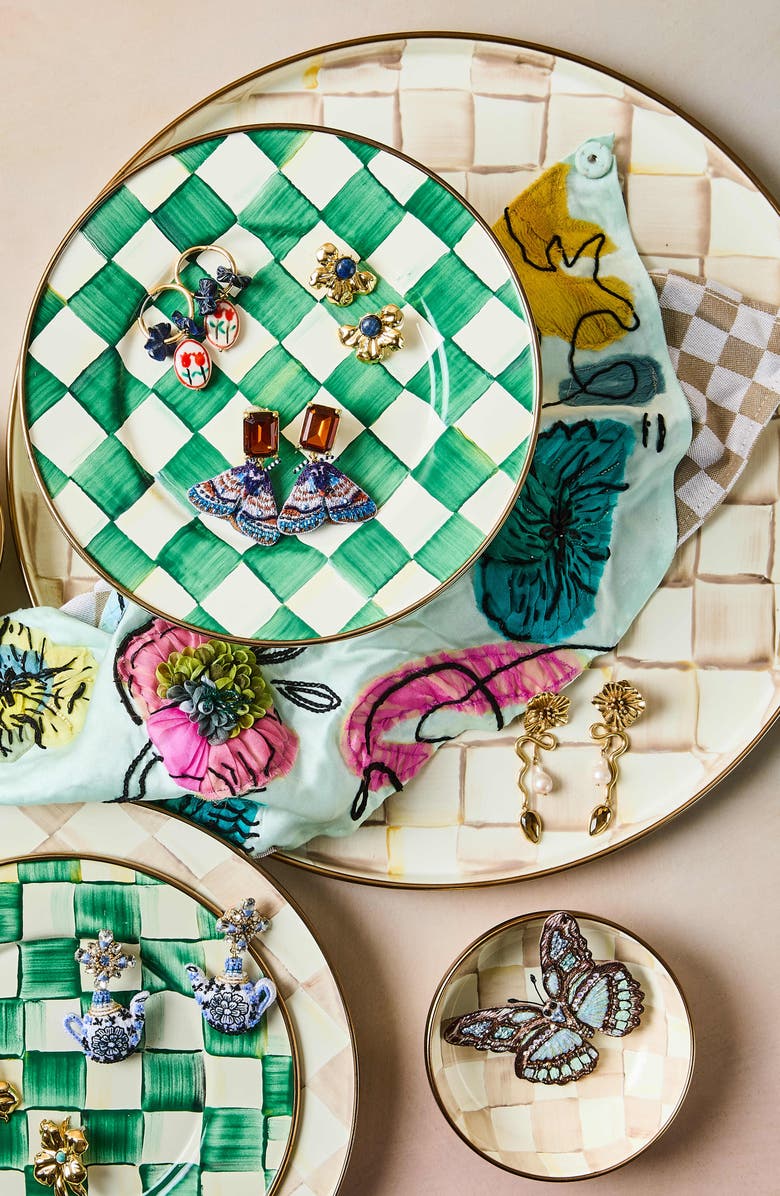 MACKENZIE CHILDS Mocha Check Enameled Steel Round Tray, Alternate, color, Mocha