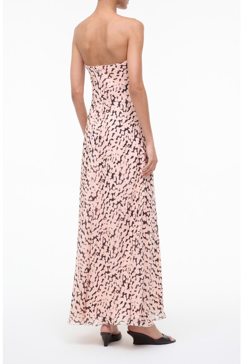 Cassie Abstract Silk Strapless Dress, Alternate, color, ALMOND/ BLACK