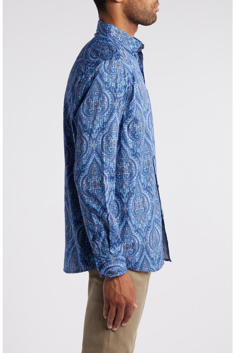 Medallion Print Oversize Button-Up Shirt, Alternate, color, NAVY