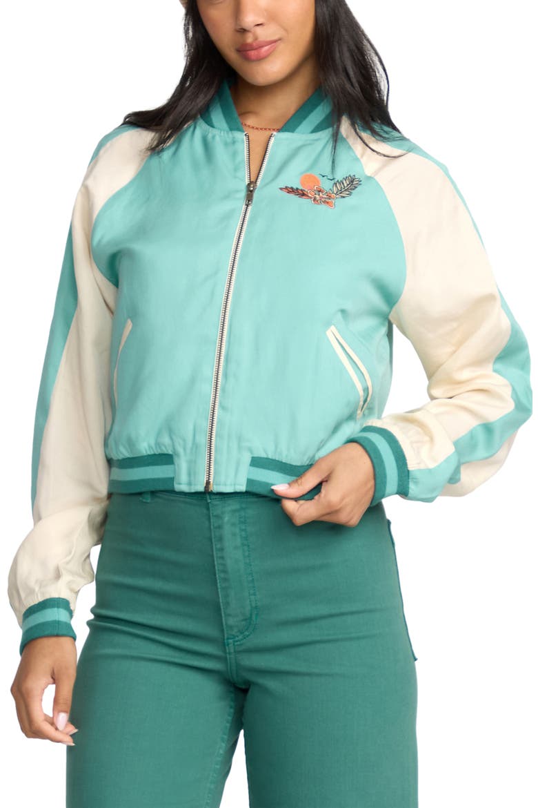 Dream Vacation Varsity Jacket, Main, color, MISTY BLUE