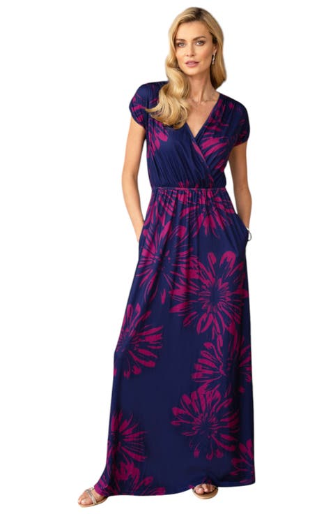 Faux-Wrap Jersey Maxi Dress