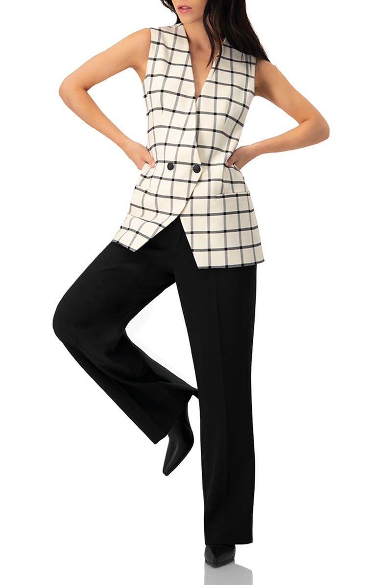 IVONNE Check Double Breasted Vest, Alternate, color, Natural