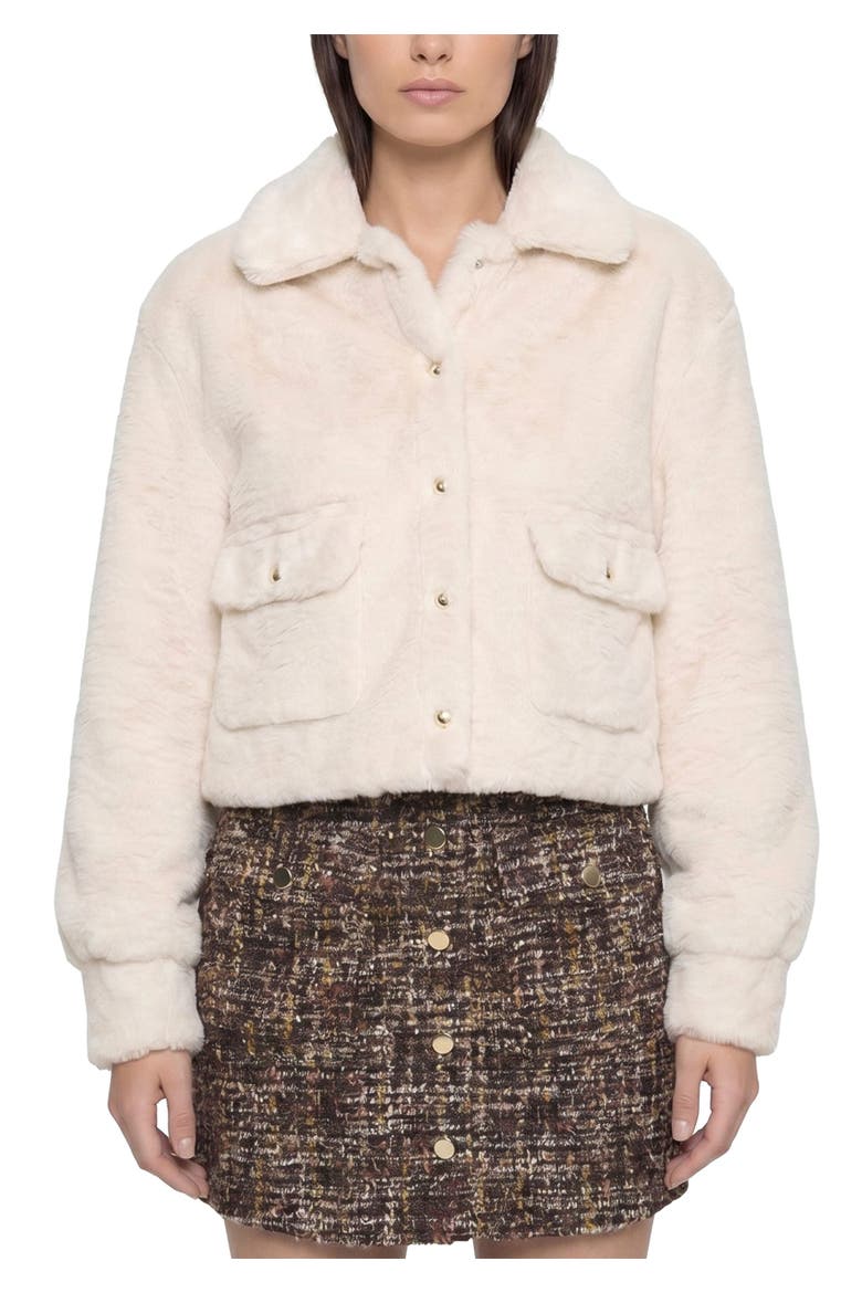 Cameron Faux Fur Jacket, Alternate, color, Ivory