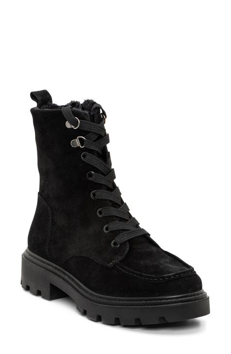 Suede lace fashion up boots womens