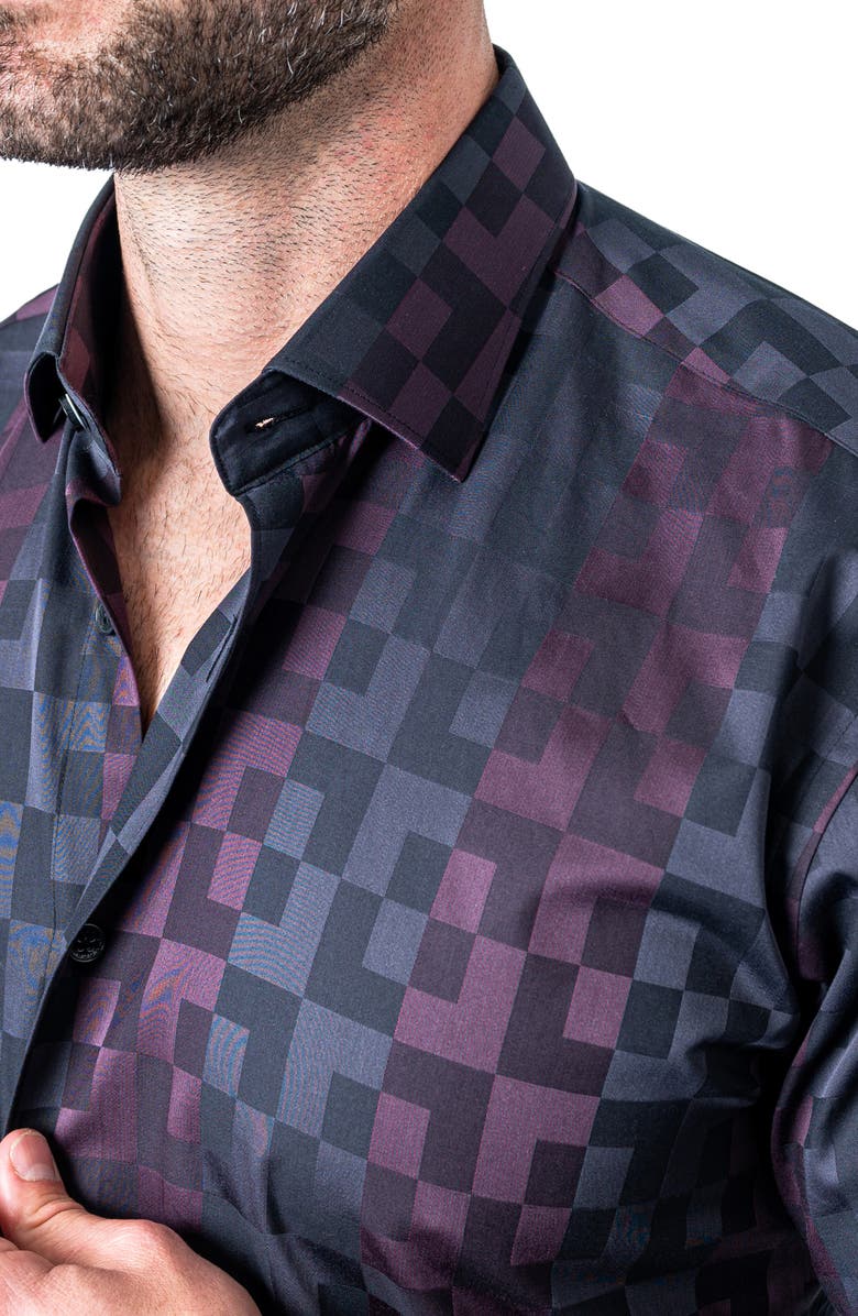 Maceoo Fibonacci Labyrinth Contemporary Fit Button-Up Shirt, Alternate, color, Purple