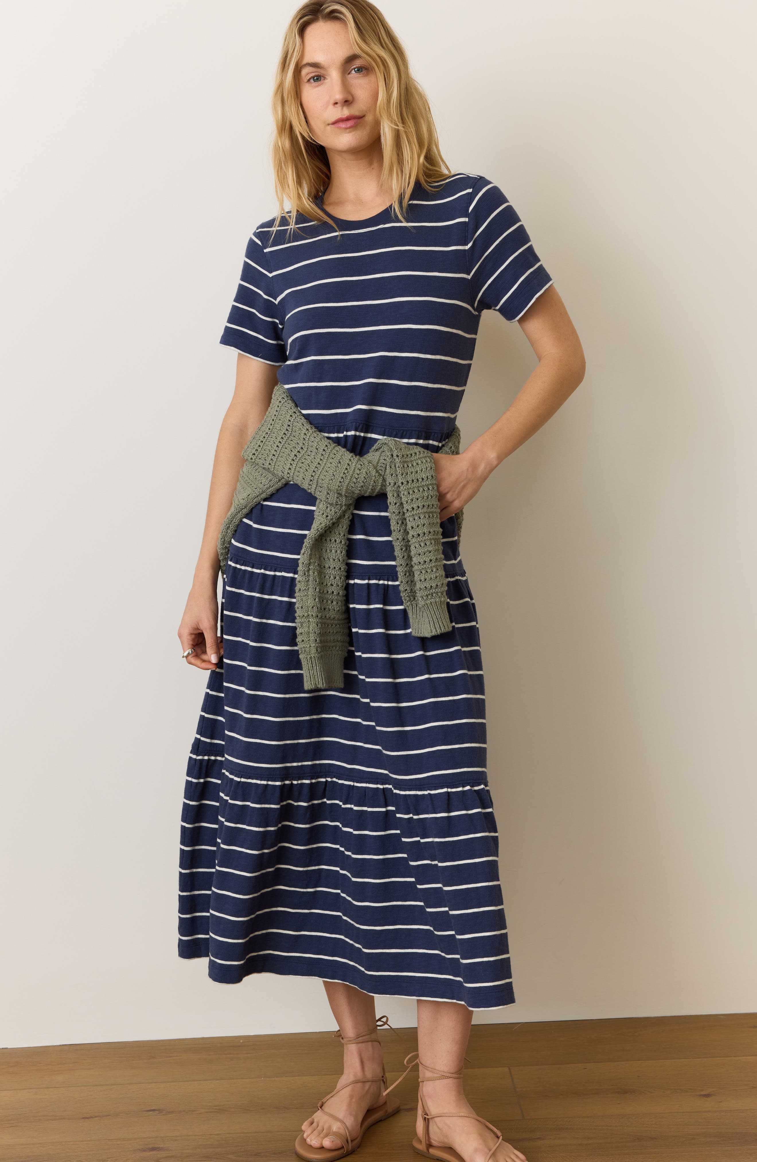 striped jersey dresses Marine Layer Stripe Cotton A-Line Dress (Women) 6719