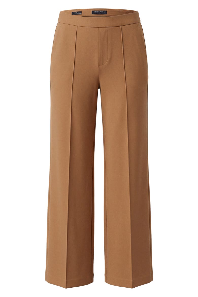 Kayla Wide Leg Pull-On Trousers, Alternate, color, RICH CAMEL
