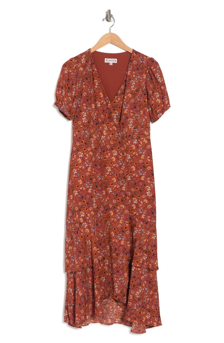 NANETTE NANETTE FOOTWR Floral Puff Sleeve Wrap Dress, Alternate, color,