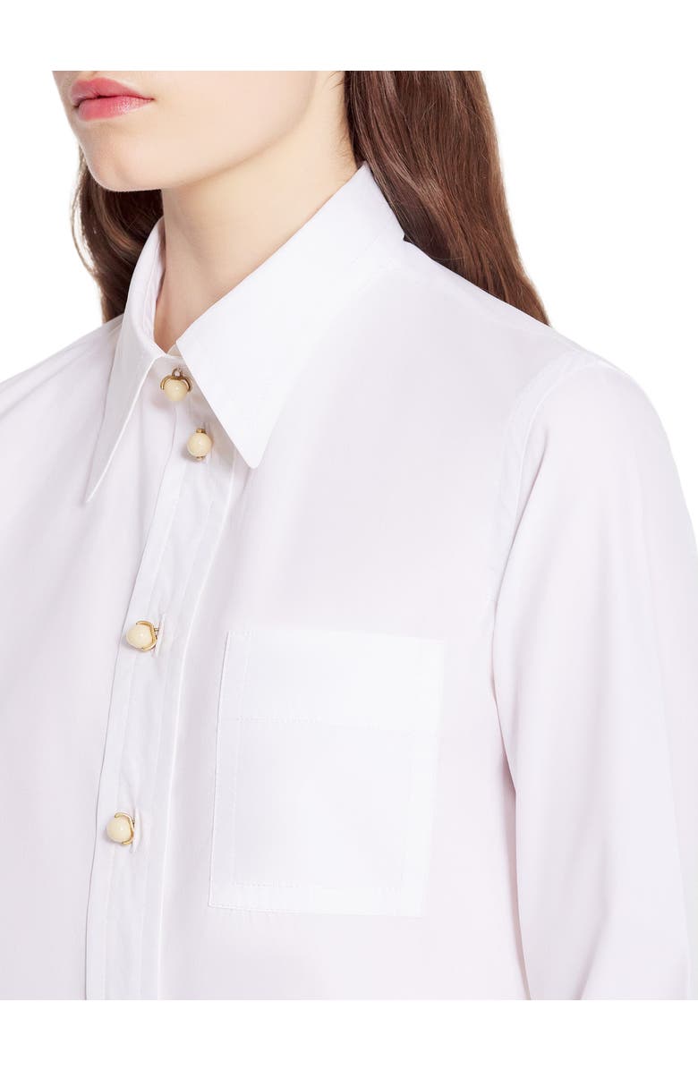 Lanvin Long Sleeve Shirt In Poplin, Alternate, color, Optical White