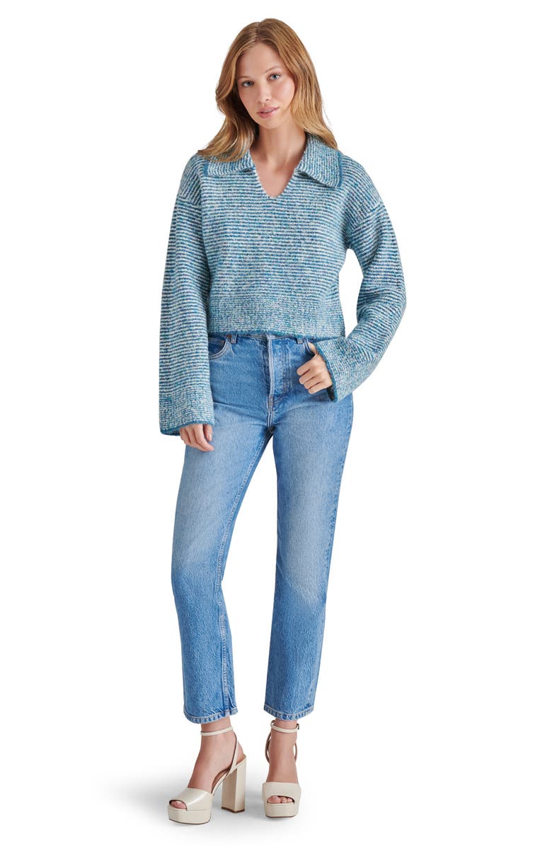 Steve Madden Esther Johnny Collar Sweater, Alternate, color, Blue Multi