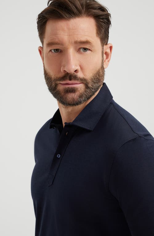 Brunello Cucinelli Polo With Faux-layering In Navy Blue