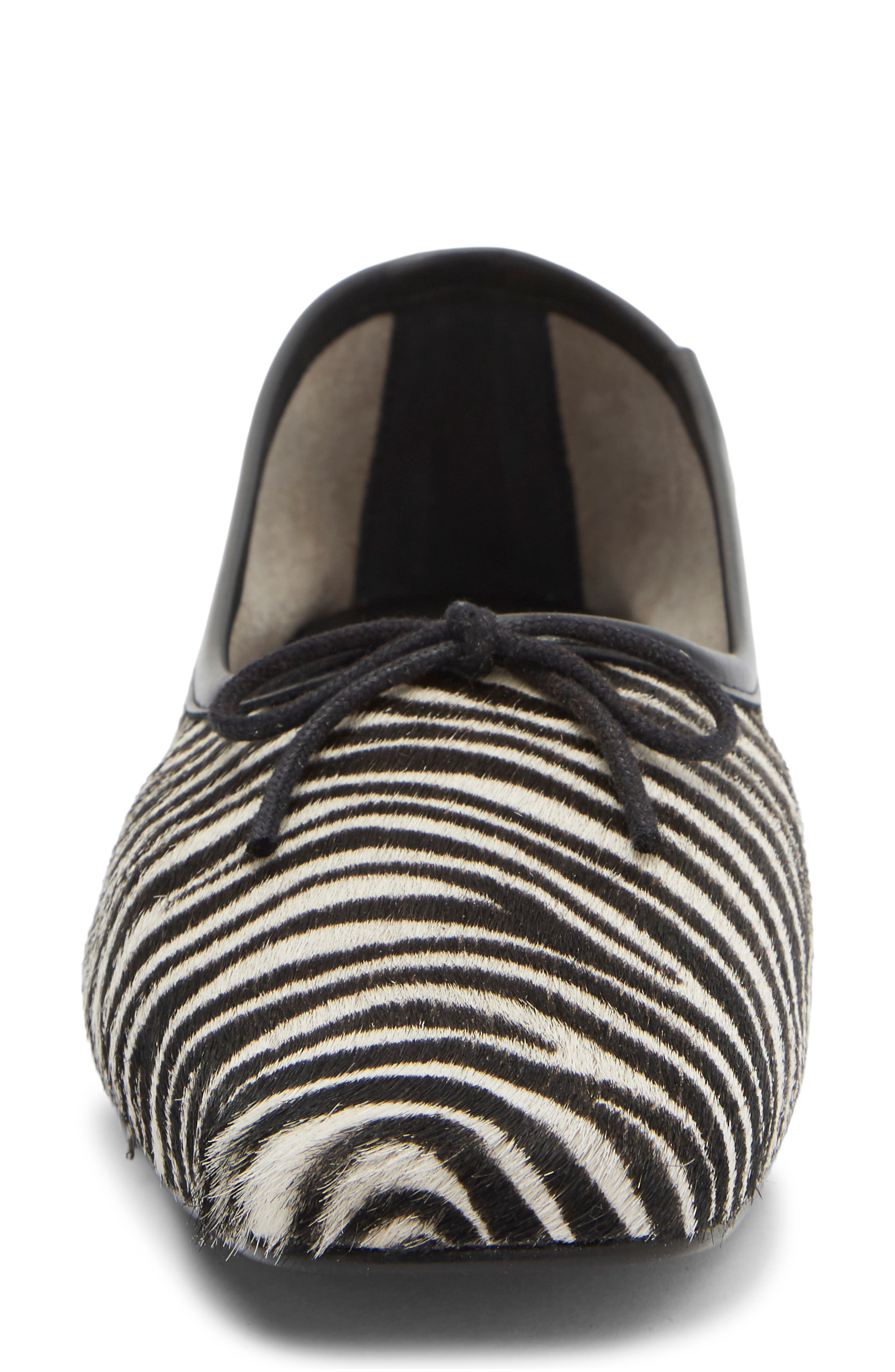 Woven Square Toe Genuine Calf Hair Ballet Flat, Alternate, color, ZEBRA HAIRCALF