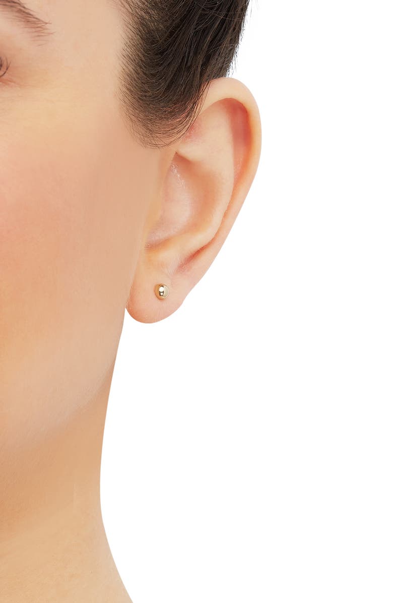 Frankie & Zoe 4mm Half Ball Stud Earrings, Alternate, color, Yellow Gold