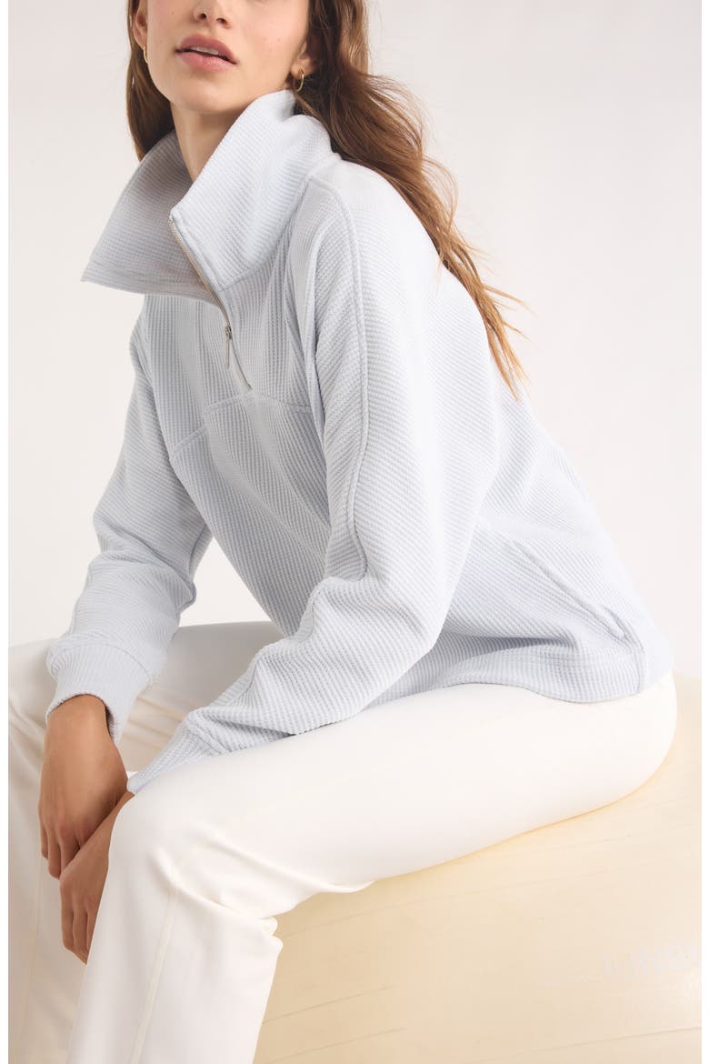 Half Zip Waffle Stitch Sweatshirt, Alternate, color, BLUE ANCIENT MARL