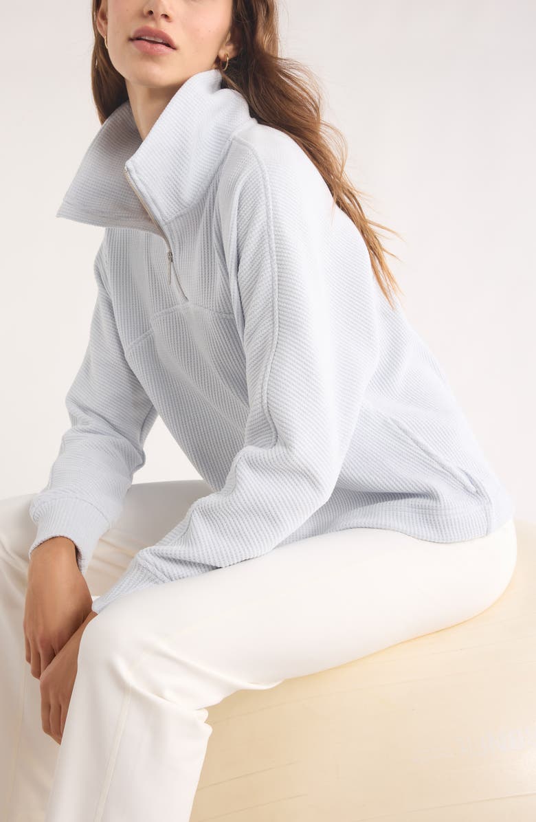 Zella Half Zip Waffle Stitch Sweatshirt, Alternate, color, Blue Ancient Marl