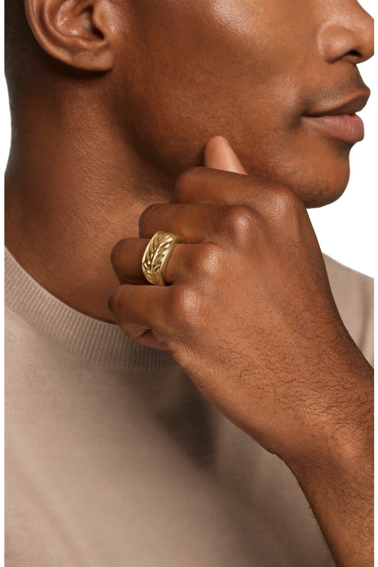 Chevron Three Sided Signet Ring, 18K Gold, 12.5mm, Alternate, color, GOLD