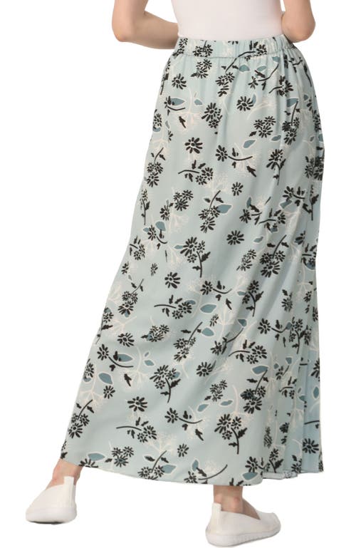 Kimi & Kai Women's Print Box Pleat Maxi Skirt In Dusty Blue