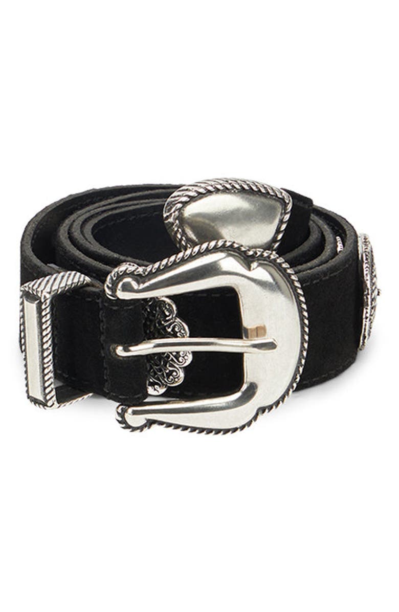 Fortela Suede Belt, Main, color, Black