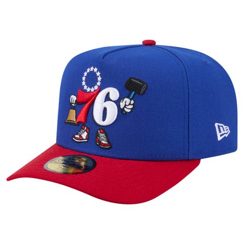 Men's New Era  Blue Philadelphia 76ers Injection Cartoon Logo A-Frame 59FIFTY Fitted Hat