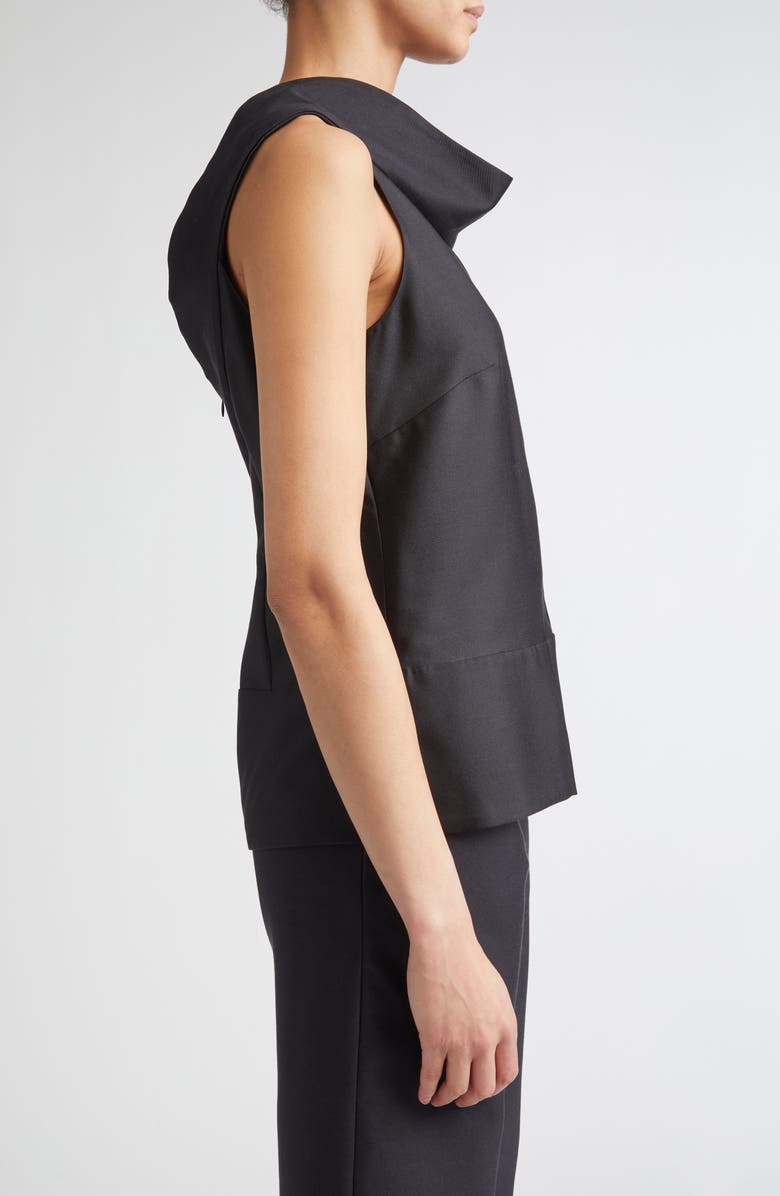 Brandon Maxwell The Bowie Wool & Silk Draped Top, Alternate, color, Black