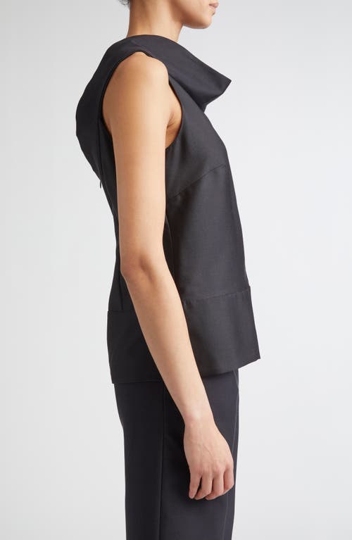 Brandon Maxwell Bowie Sleeveless Draped Top In Black