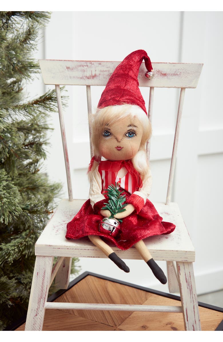 Gallerie II Kaitlin Girl Joe Spencer Gathered Traditions Christmas Art Doll Figure, Alternate, color, Red