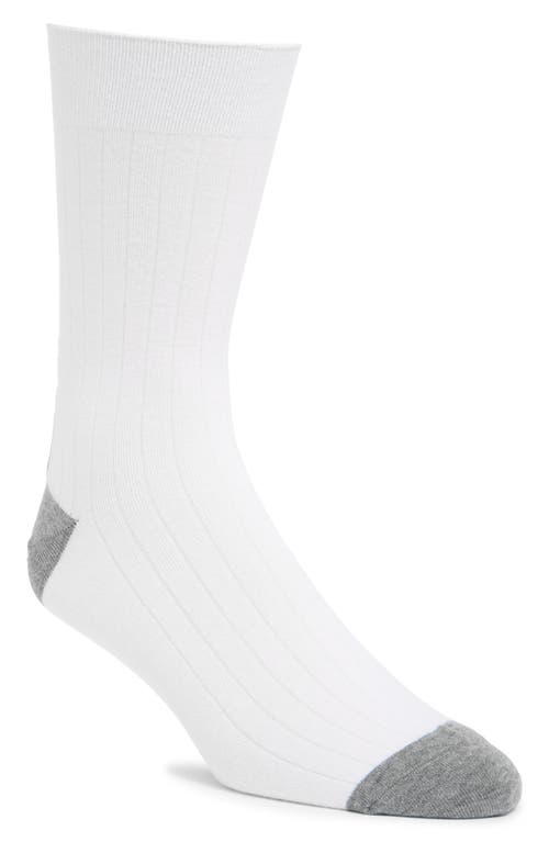 Nordstrom Ribbed Cotton Blend Crew Socks In White