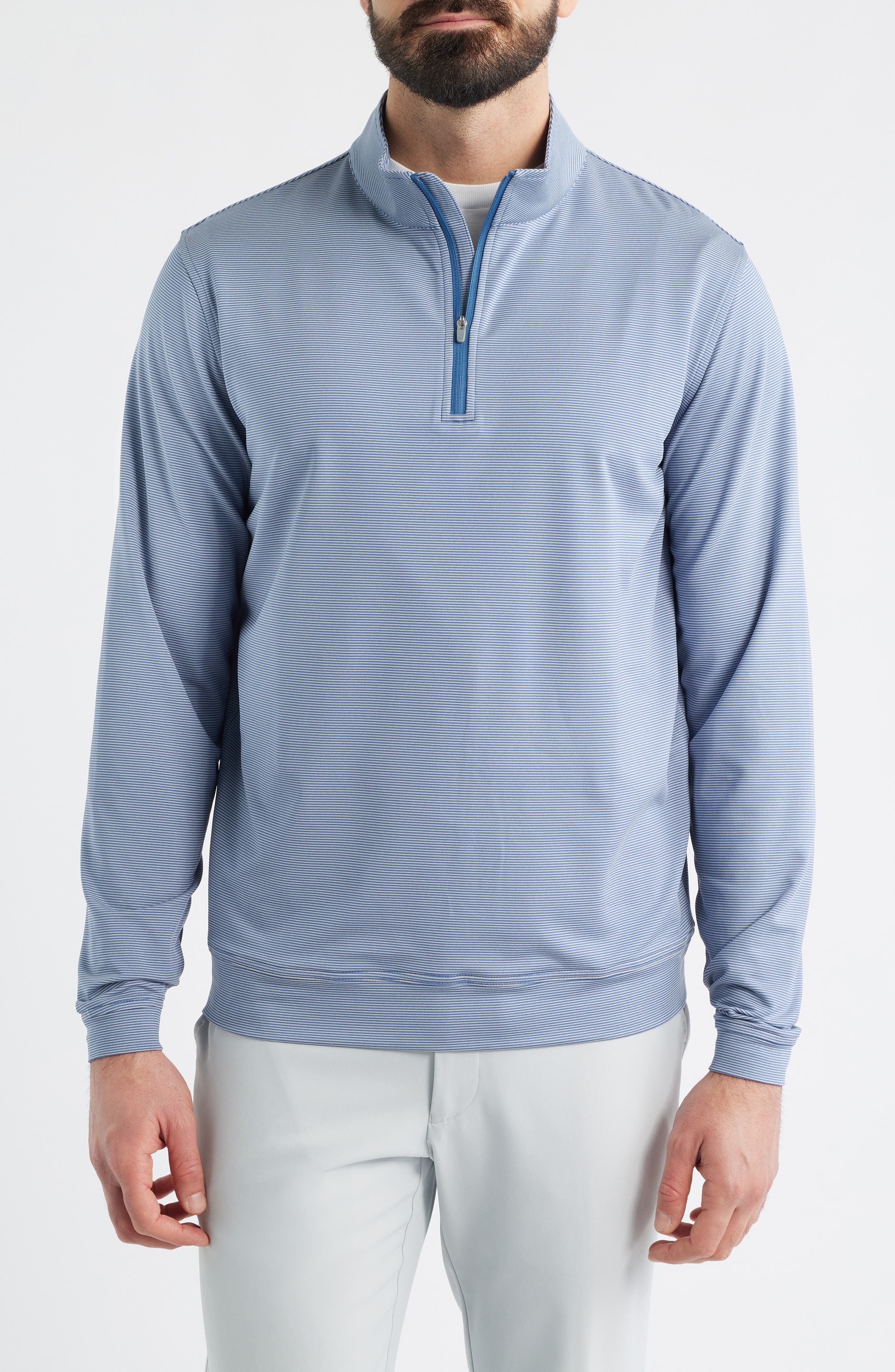 Perth Sugar Stripe Quarter Zip Performance Pullover