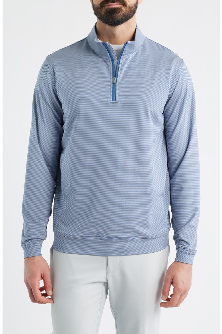Perth Sugar Stripe Quarter Zip Performance Pullover, Main, color, WINDSOR BLUE