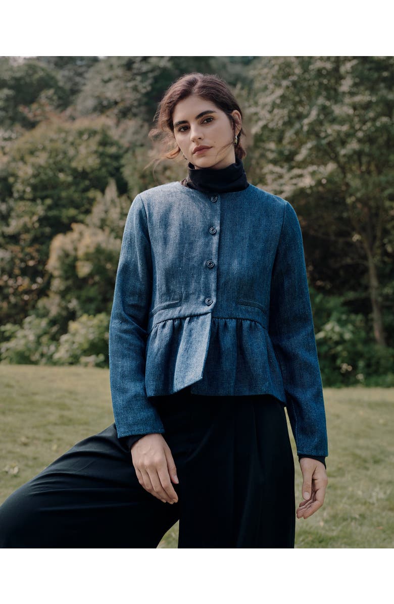 JUANA Denim Atelier Peplum Jacket, Alternate, color, Denim