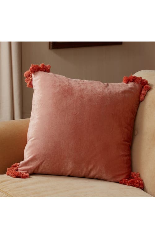 Roselli Trading Company Raj Velvet Tassel Throw Pillow In Terracotta