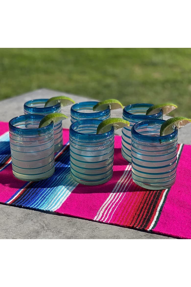 Tumbler Glasses with Spiral  - Set of 6 Tumbler, Alternate, color, Aqua