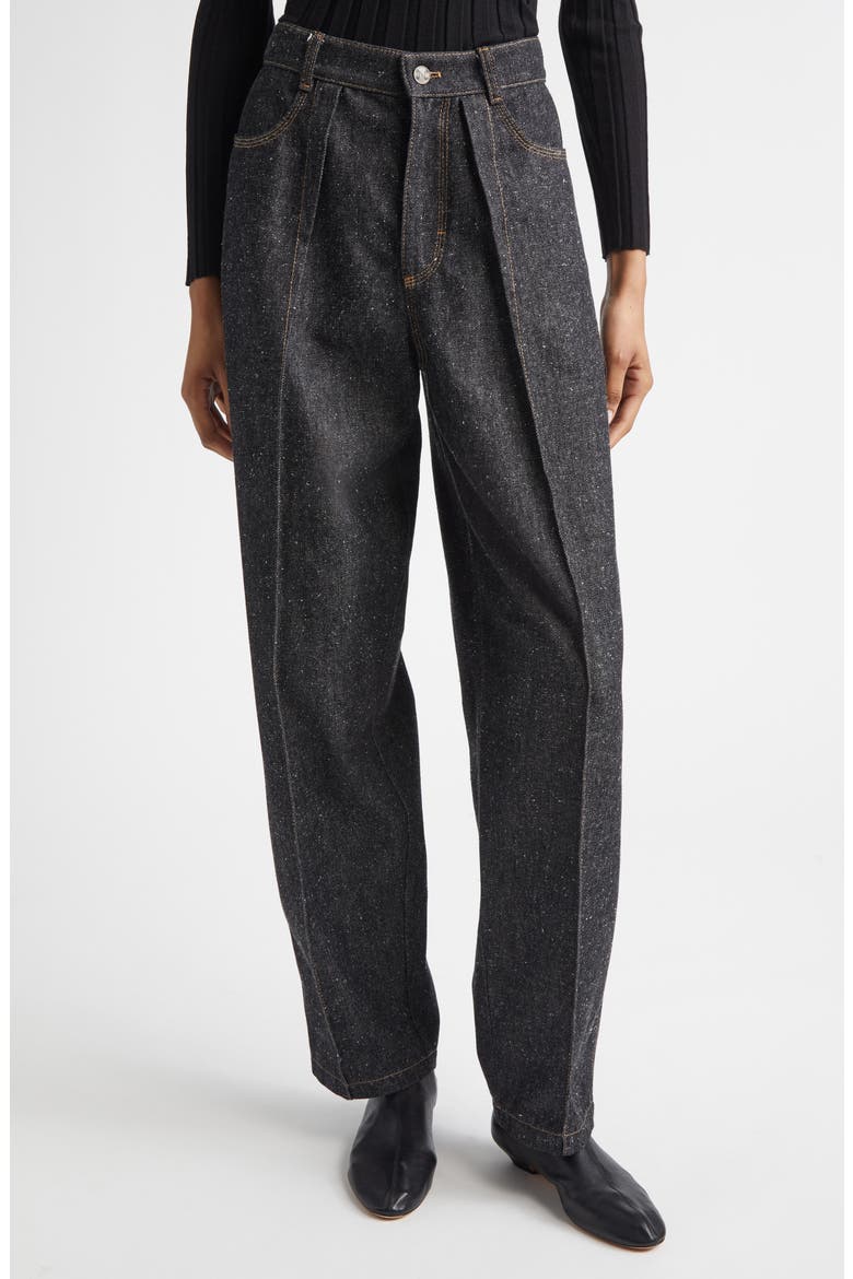 Borrowed High Waist Dark Denim Barrel Leg Pants, Main, color, INDIGO RAW
