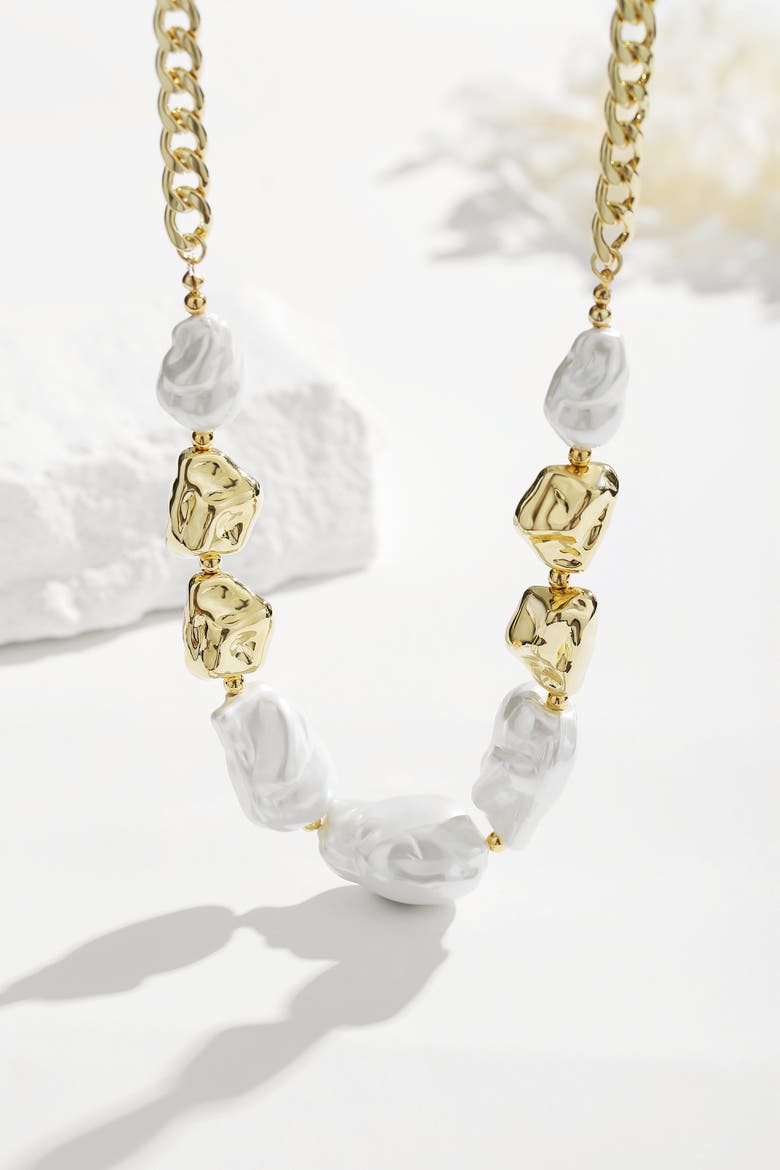 Baroque Pearl Statement Necklace, Alternate, color, Gold