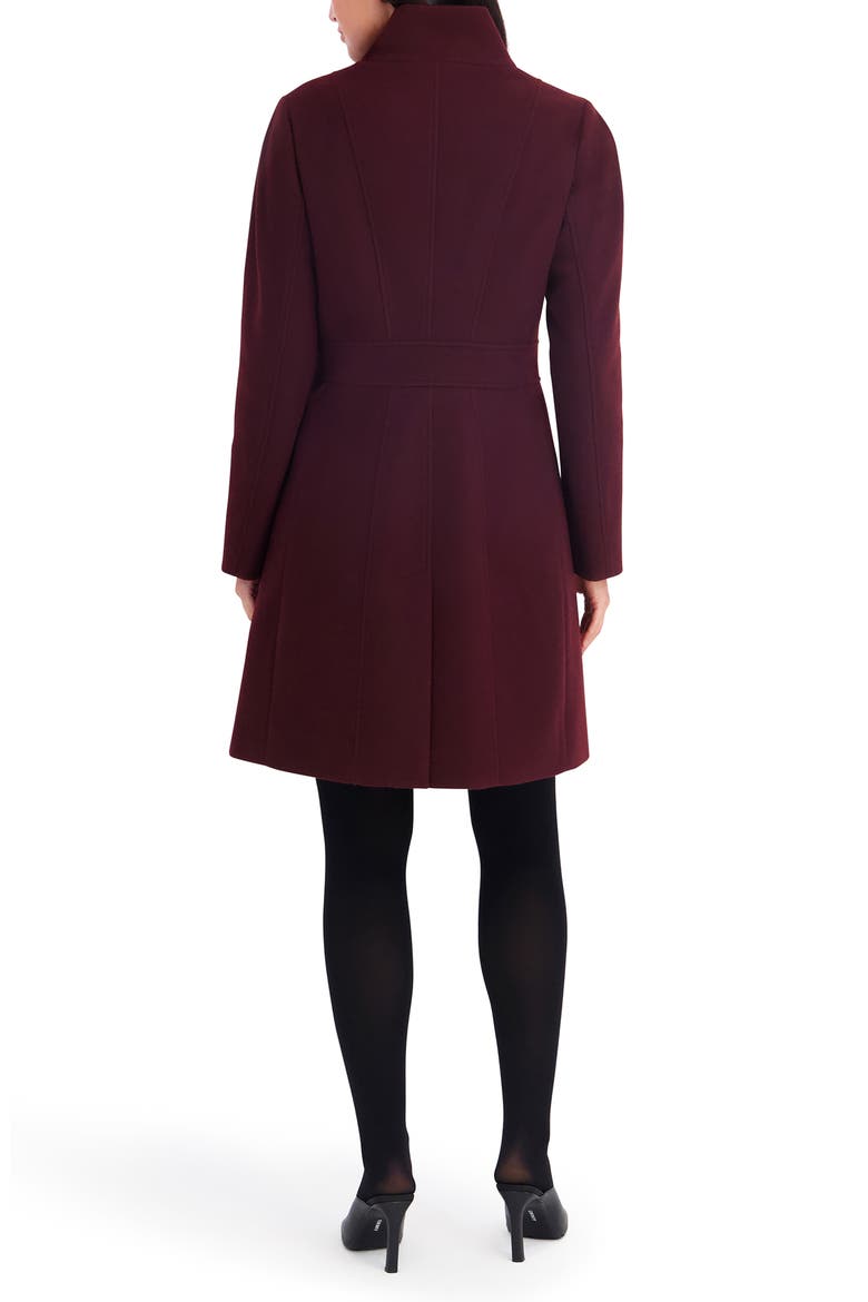 Pleated Peplum Faux Wool Coat, Alternate, color, WINE