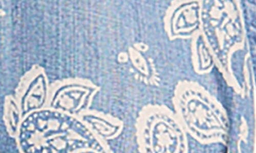 Bella Dahl Boyfriend Paisley Oversize Denim Button-up Shirt In Blue