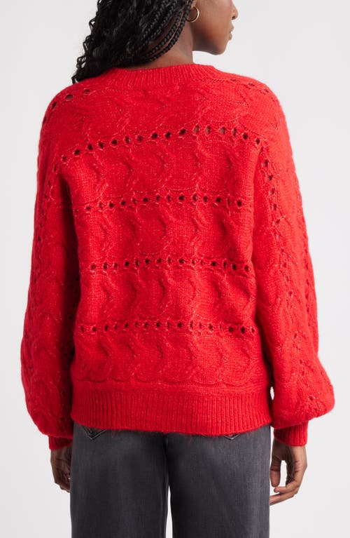 Treasure & Bond Cable Crewneck Sweater In Red