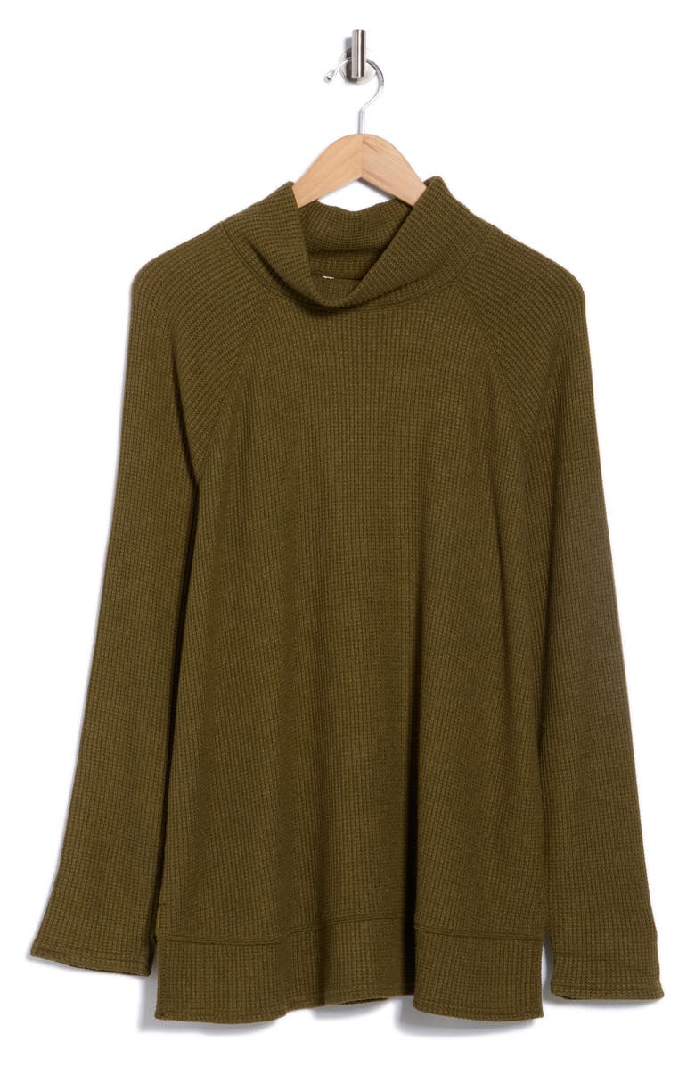 Caslon<sup>®</sup> Cozy Cowl Neck Waffle Stitch Top, Main, color, Olive Dark