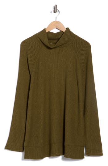 Caslon ® Cozy Cowl Neck Waffle Stitch Top In Green
