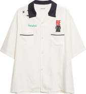 Undercover Graphic Short Sleeve Cupro Blend Button-Up Shirt