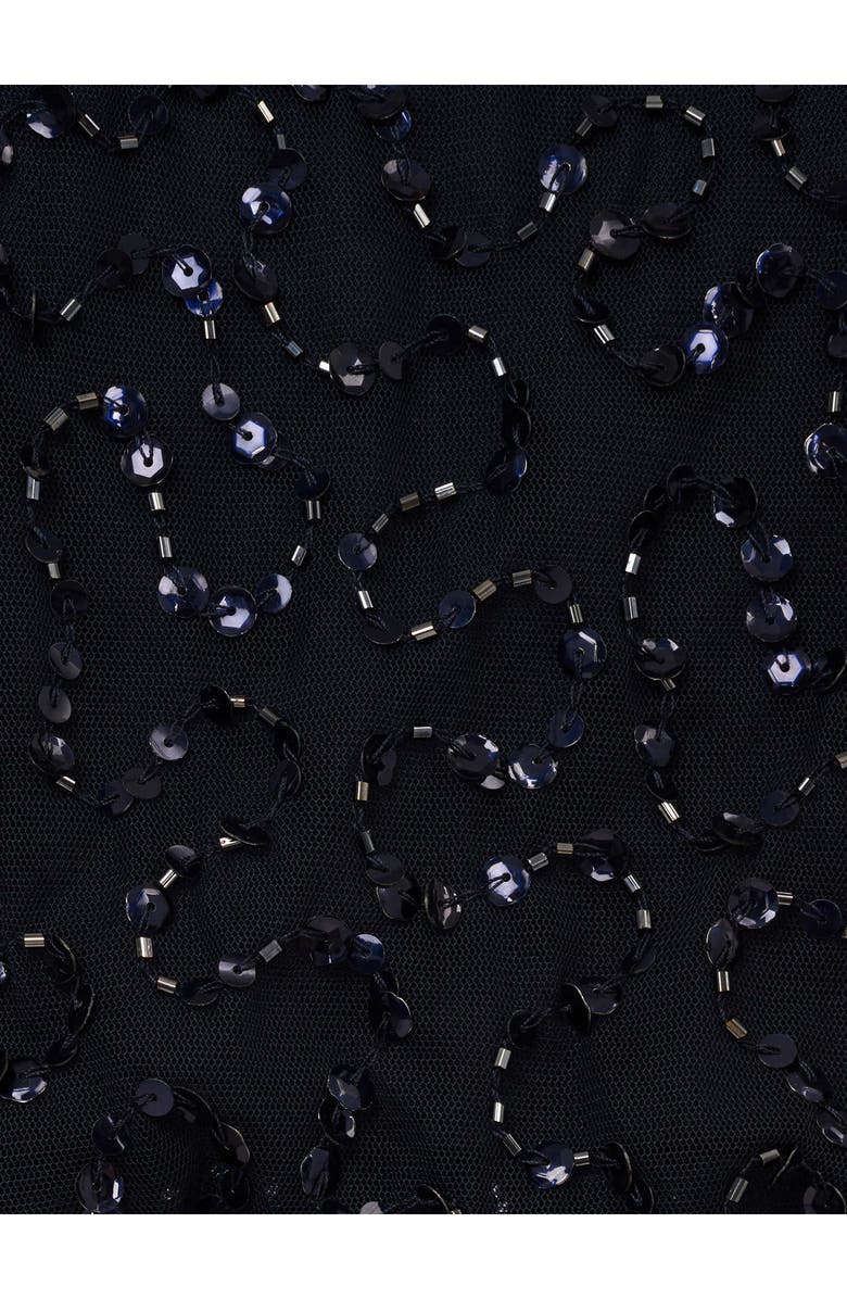 Adrianna Papell Beaded Illusion Lace Blouson Mermaid Gown, Alternate, color, Midnight Multi