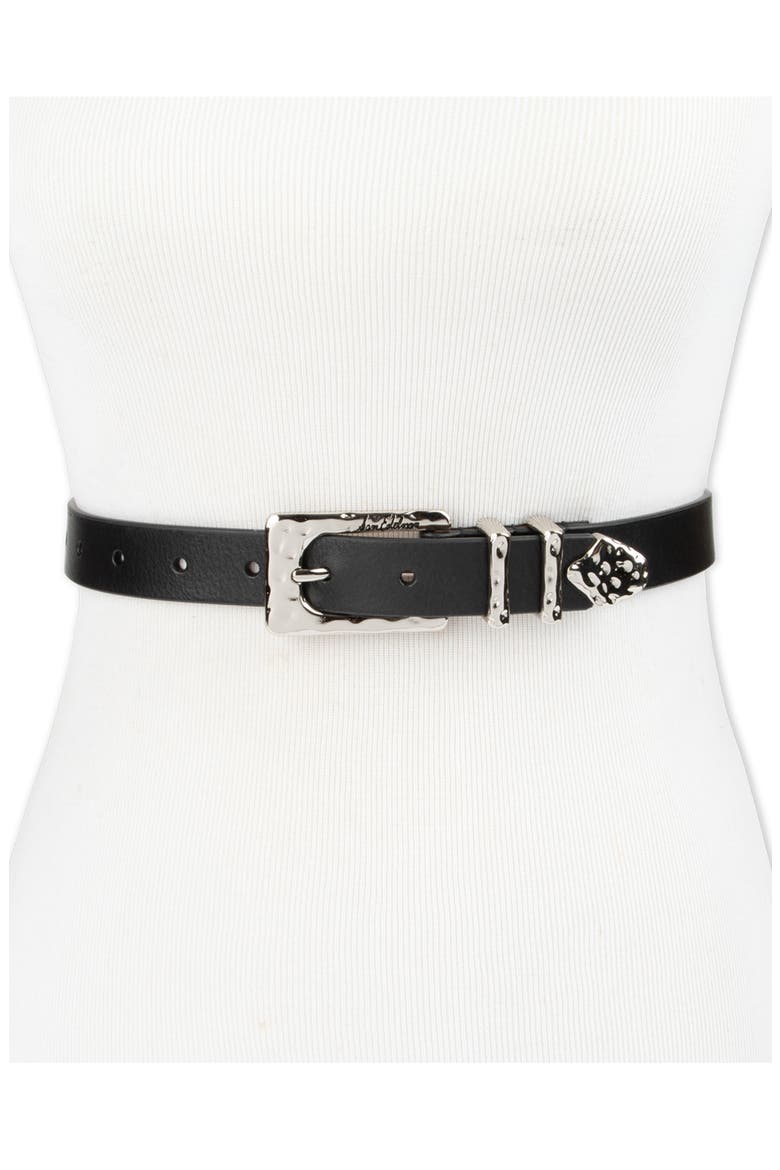 Hammered Leather Belt, Alternate, color, BLACK