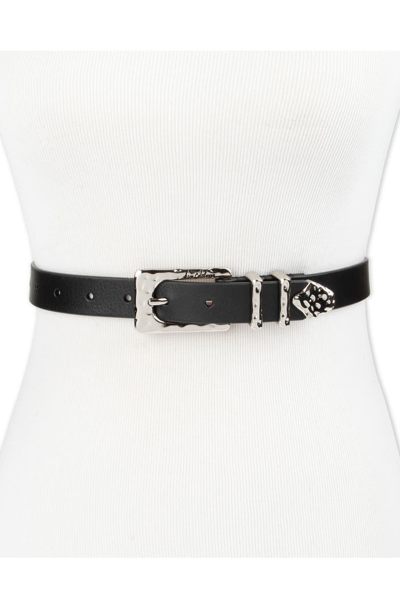 Sam Edelman Hammered Leather Belt, Alternate, color, Black