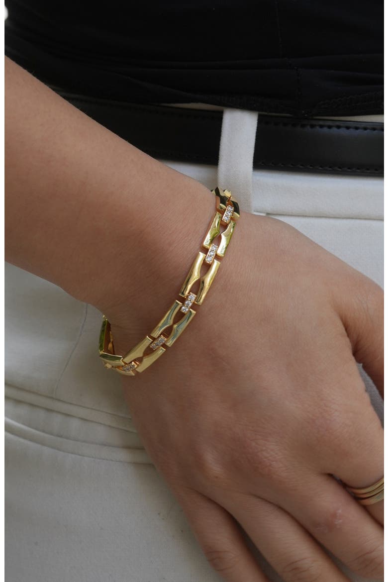 Puzzle Link Chain Bracelet, Alternate, color, GOLD