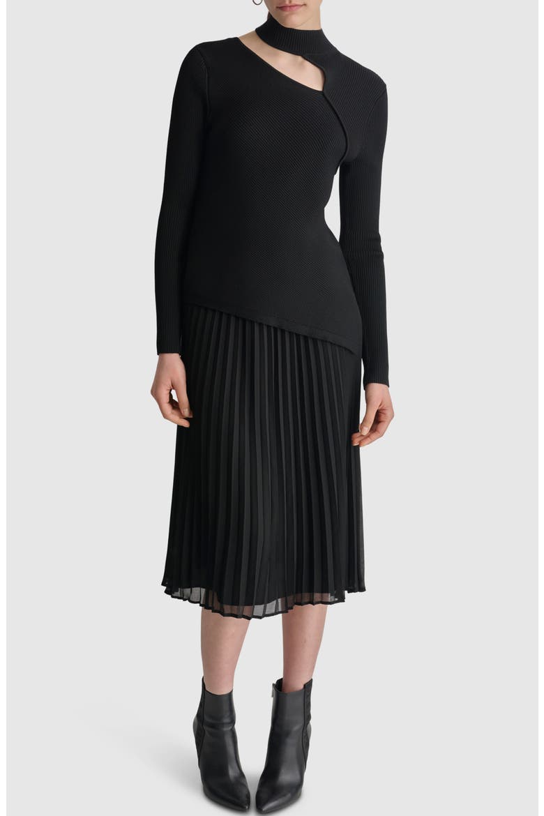 Cutout Detail Rib Sweater, Alternate, color, BLACK