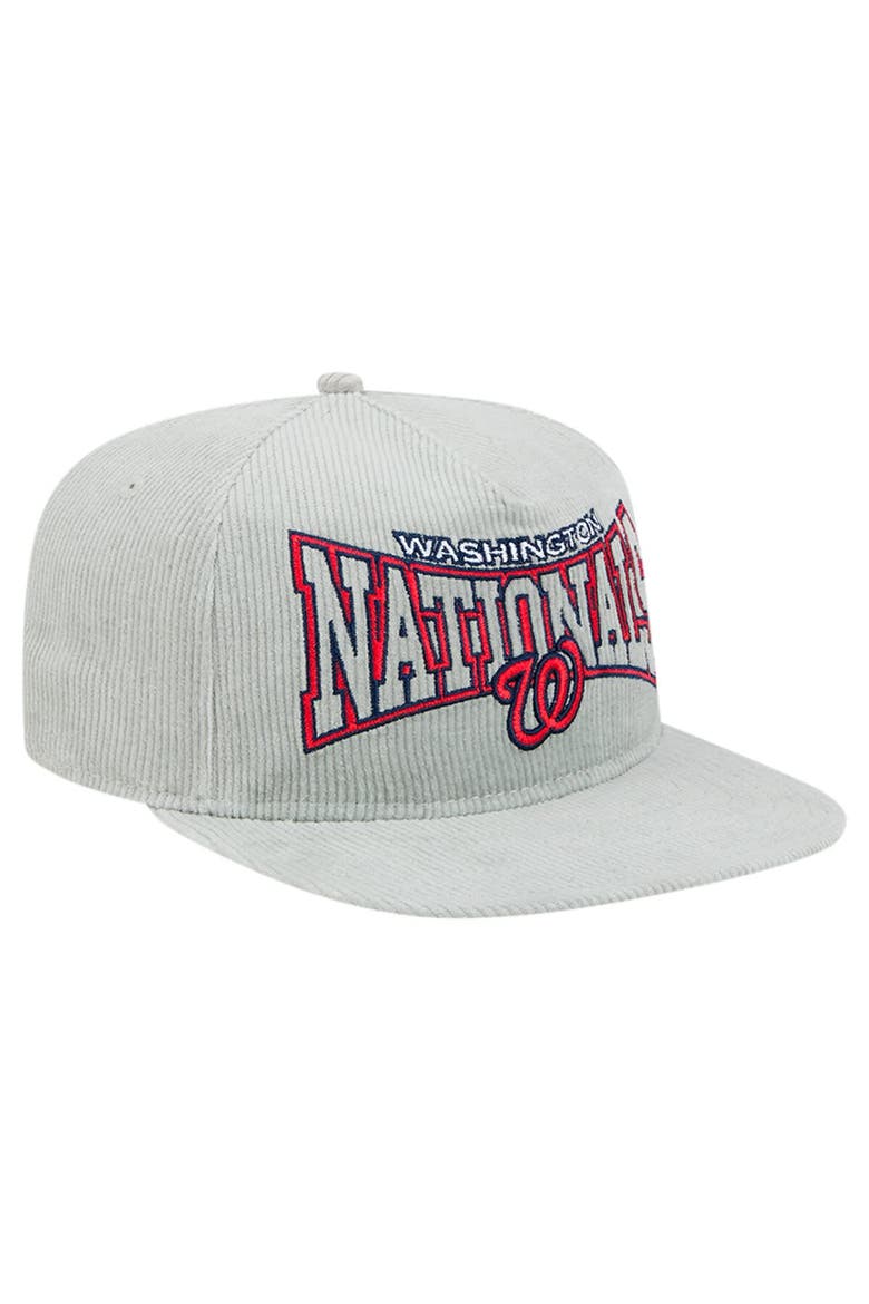 Men's New Era Gray Washington Nationals Corduroy Golfer Snapback Hat, Alternate, color, Gray